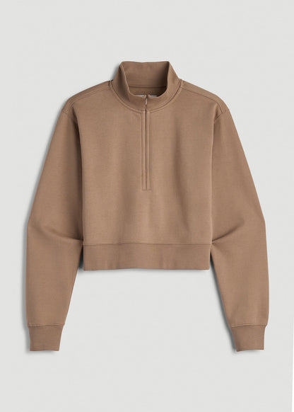 Wearever 2.0 Fleece Half-Zip Cropped Sweatshirt for Tall Women in Woodsmoke