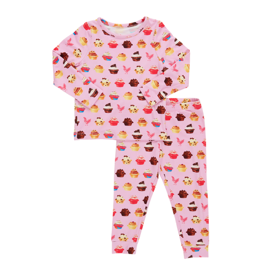 Kids Bamboo PJ Set - Pink Cupcakes