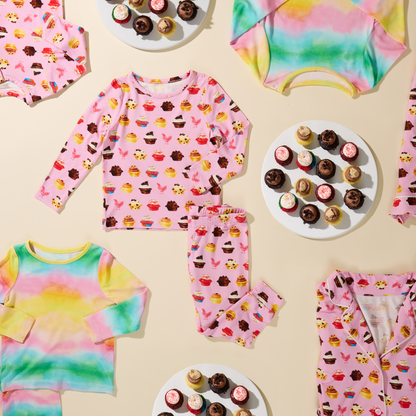 Kids Bamboo PJ Set - Pink Cupcakes