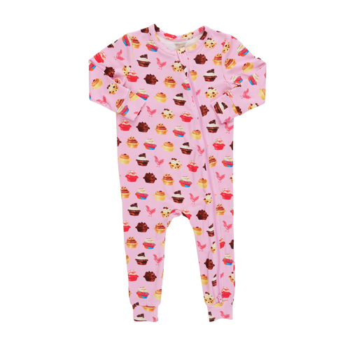 Baby Bamboo Romper - Pink Cupcakes