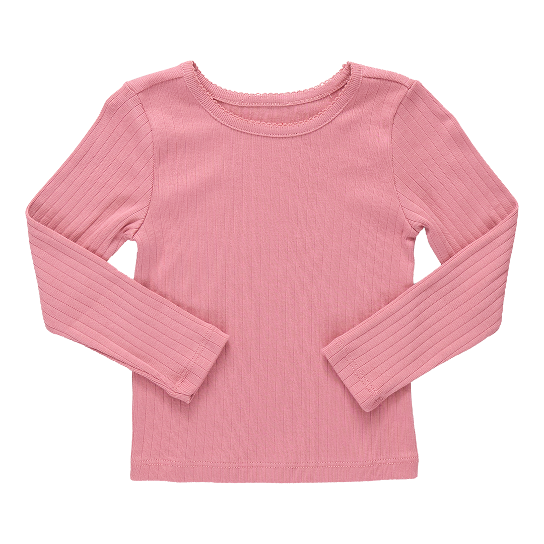 Seesaw Long Sleeve Rib T-shirt - Dark Pink