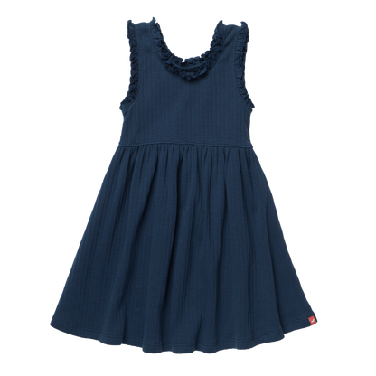 Joy Ruffle Rib Dress - Navy