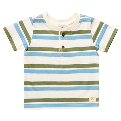 Scout Henley - Green and Blue Stripe