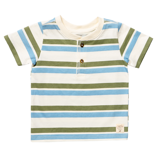 Scout Henley - Green and Blue Stripe
