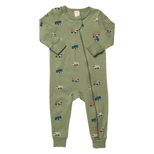 Baby Zip Romper - Trucks