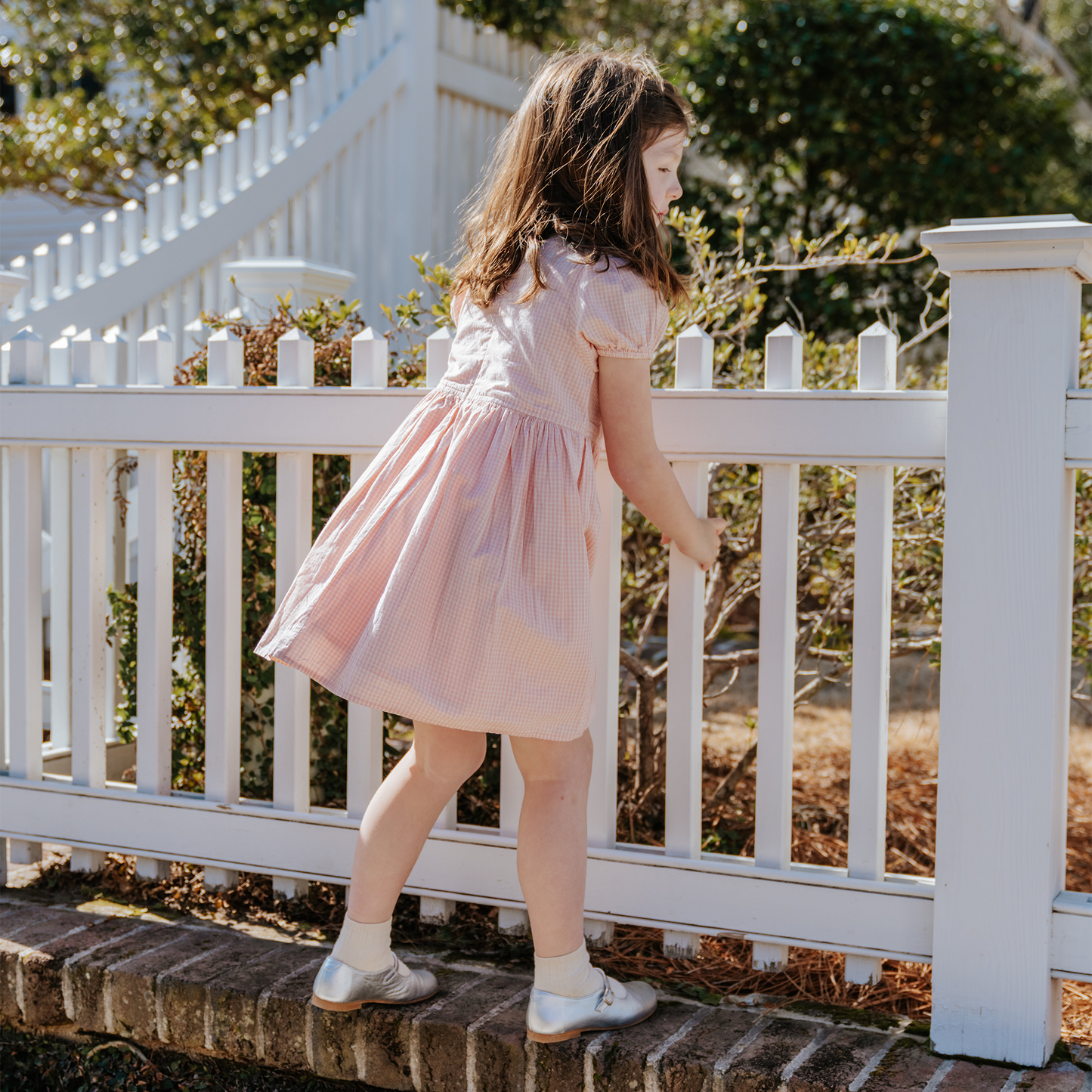 Girls Breyton Dress - Pink Gingham