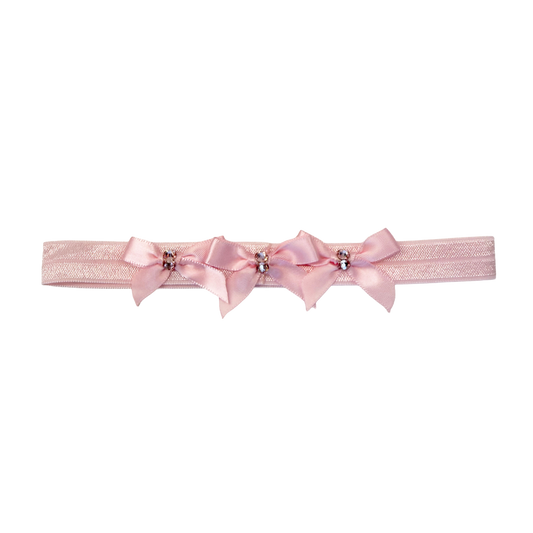 Small Satin Baby Band: Pink Bows