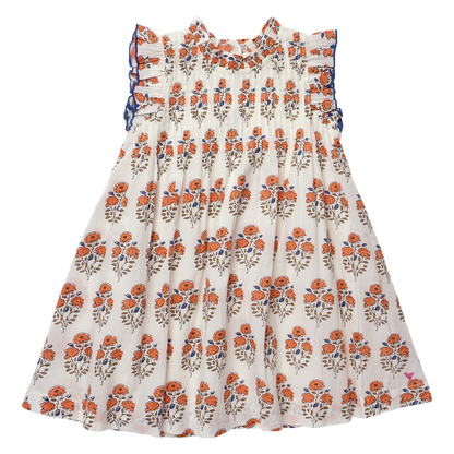Girls Jaipur Dress - Orange Strawflower