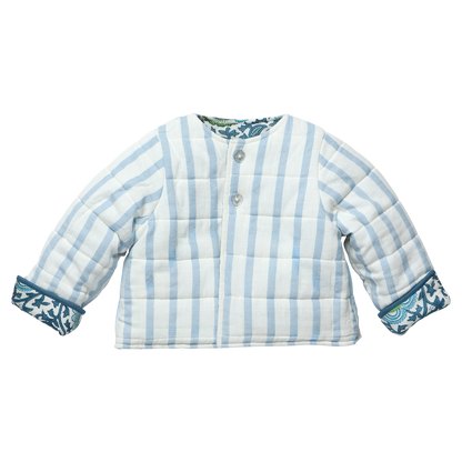 Girls Reversible Quilted Jacket- Blue Lisbon Floral