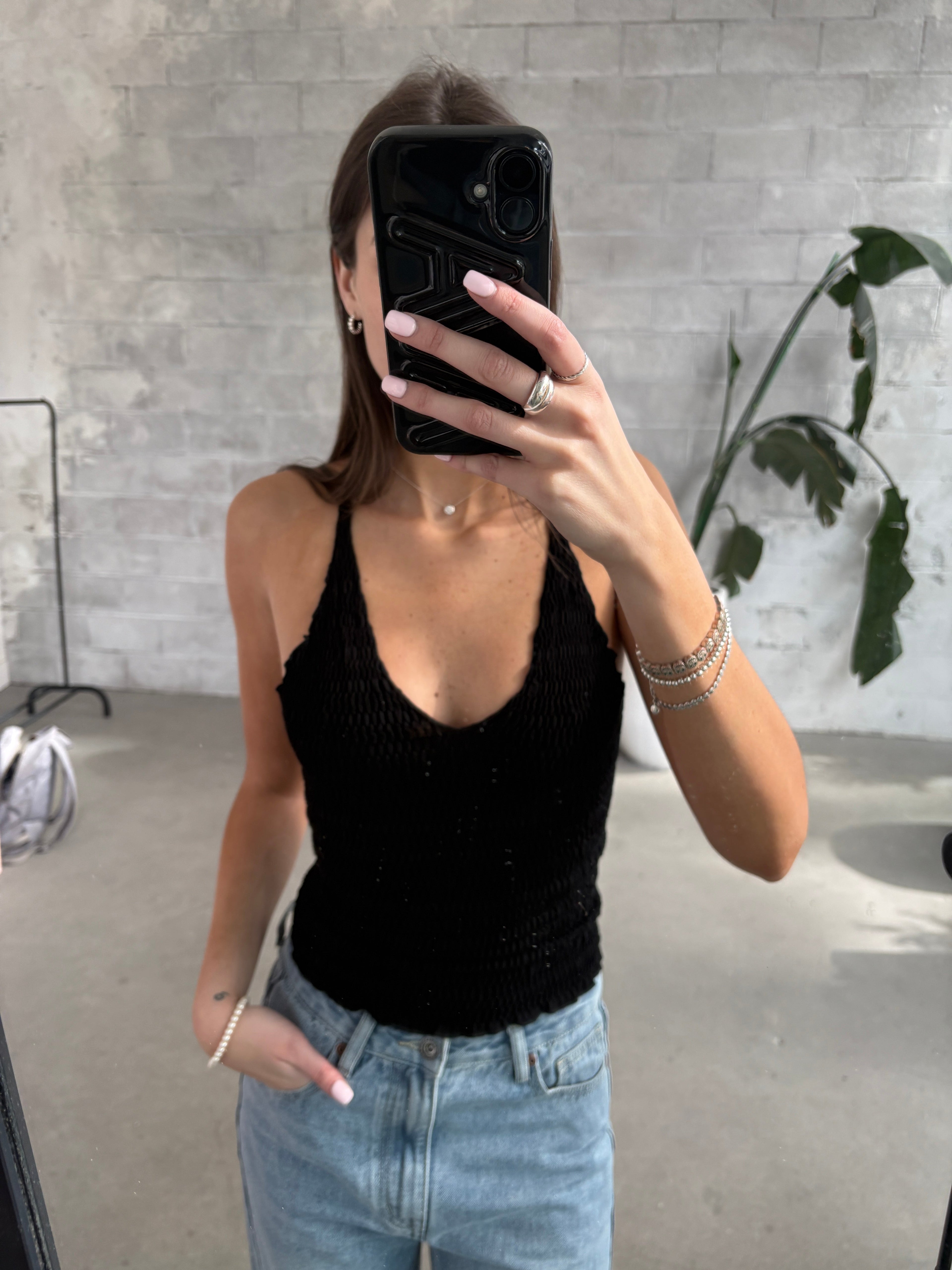 C'EST MOI Seamless Smocked Cami