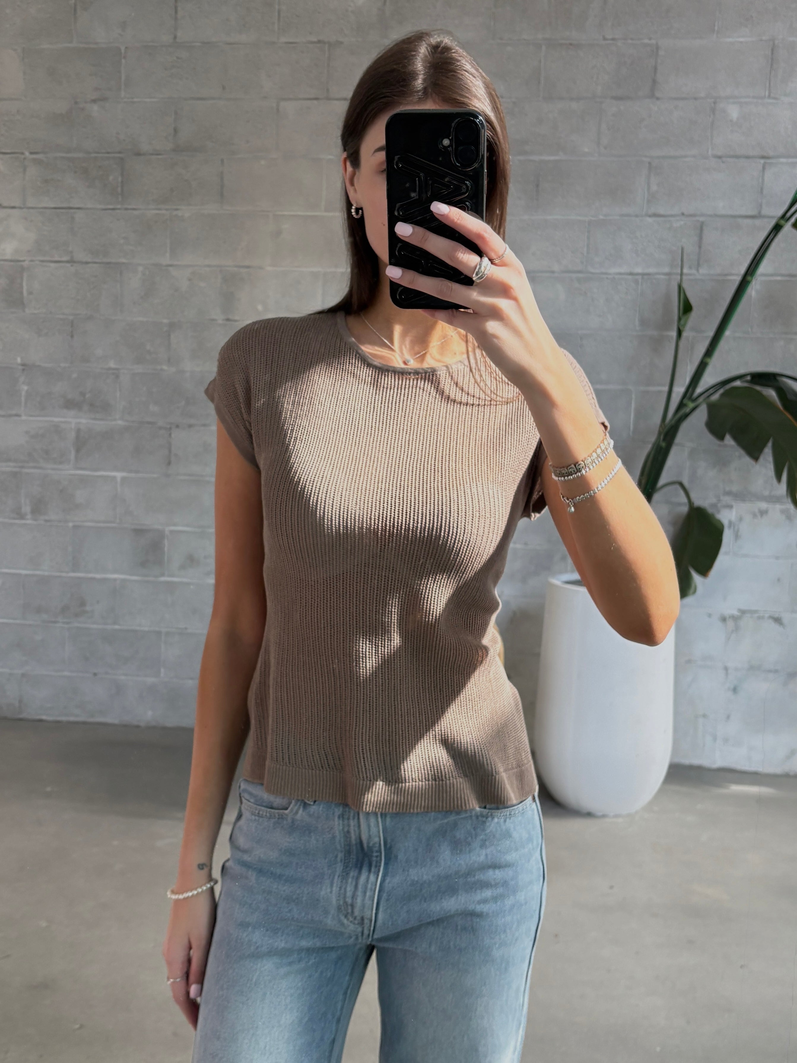 C'EST MOI Knit Tie Back Top