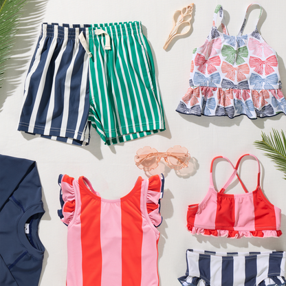 Girls Joy Bikini - Wide Pink and Red Stripe