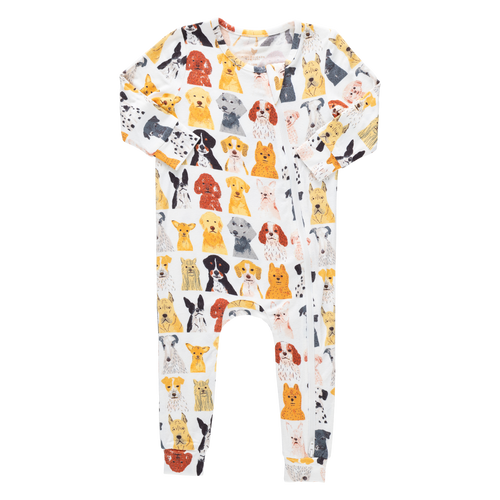 Baby Bamboo Romper - Small Watercolor Dogs