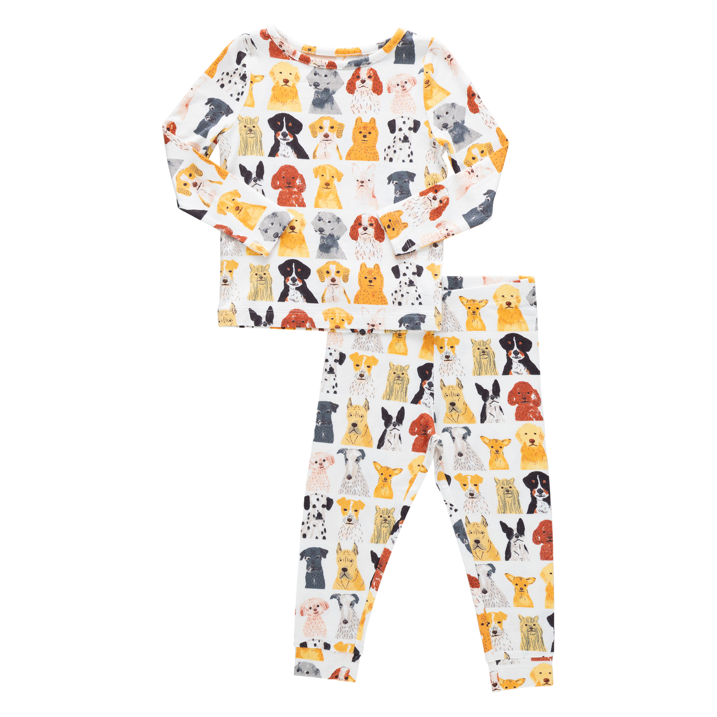 Kids Bamboo PJ Set - Small Watercolor Dogs