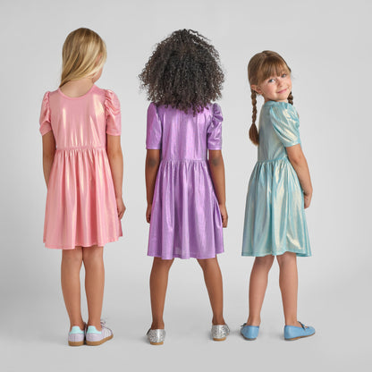 Girls Lame Laurie Dress - Light Pink