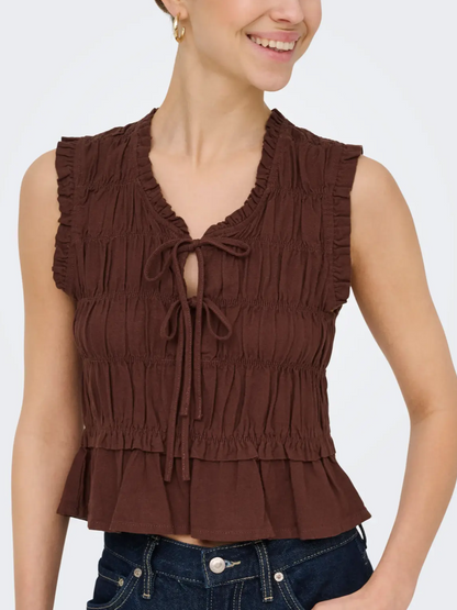 ONLY Linen Sleeveless Frill Top