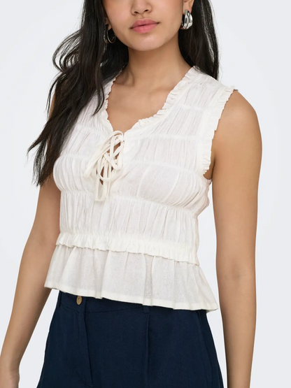 ONLY Linen Sleeveless Frill Top