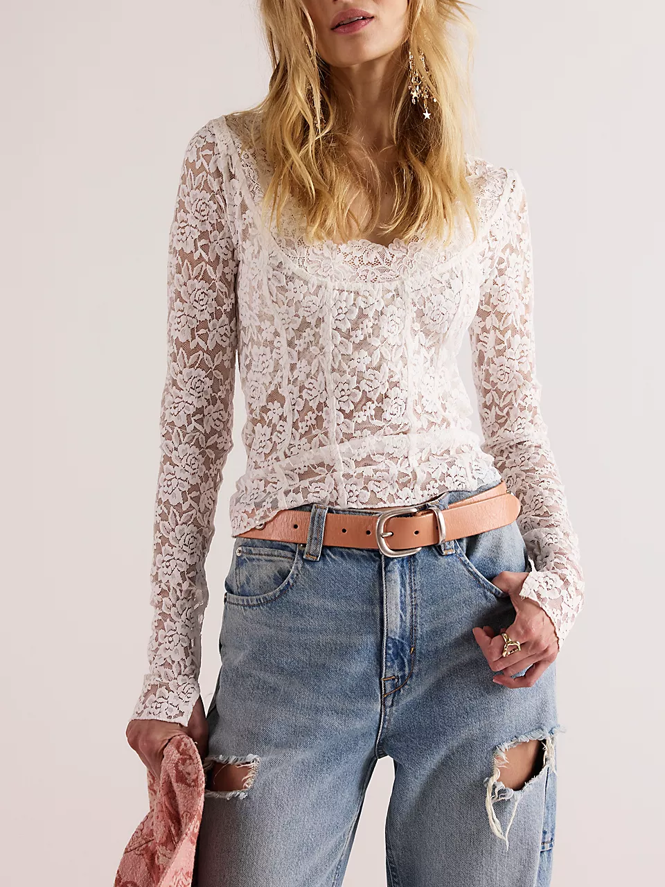 FREE PEOPLE All Night Lace Long Sleeve