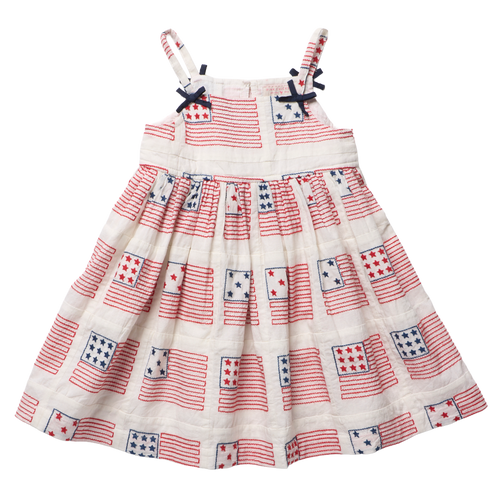 Girls Tia Dress - flag embroidery