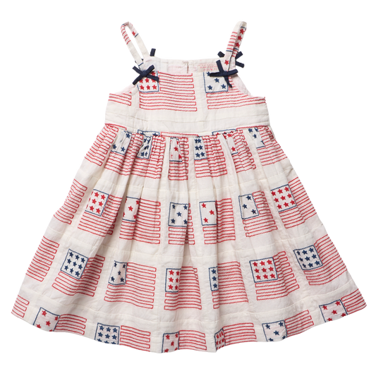 Girls Tia Dress - flag embroidery