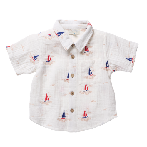 Boys Jack Shirt - Sailboat Embroidery
