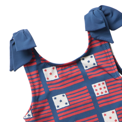 Girls Shelly Suit - Navy Flags