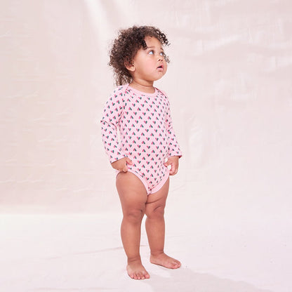 Baby Wonder Bodysuit - Pink Mini Half Hearts