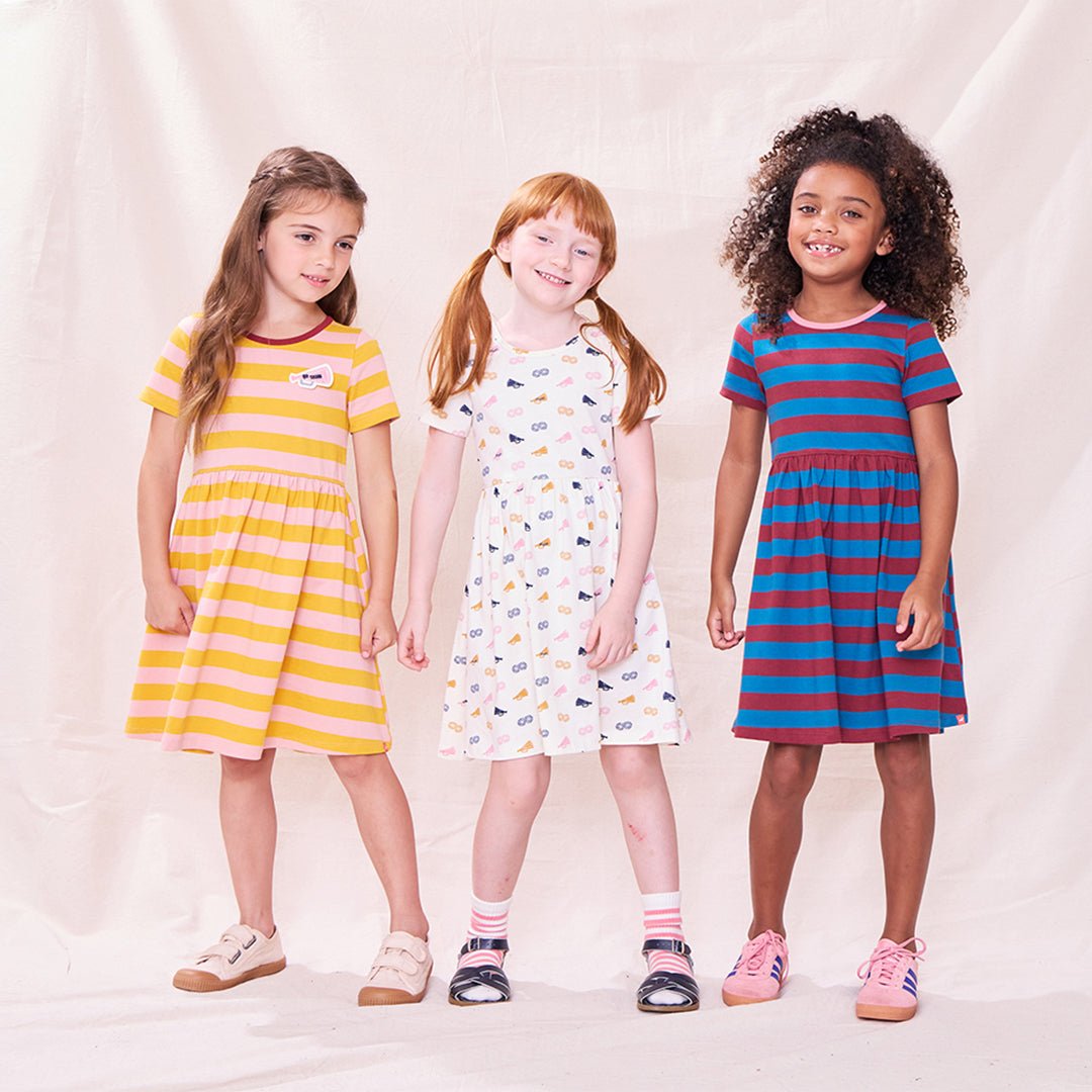 Sunny Dress - Teal and Burgundy Stripe