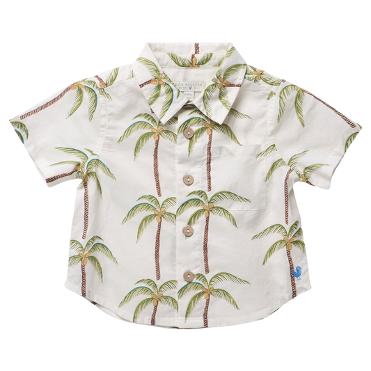 Baby Boys Jack Shirt - Cream Palm Tree