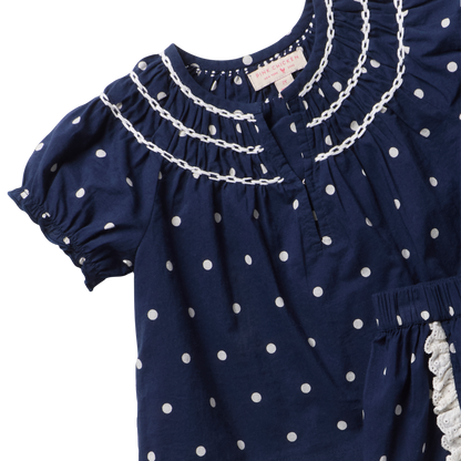 Girls Millie 2-PC Set - Navy Dot