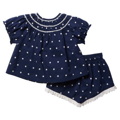 Girls Millie 2-PC Set - Navy Dot