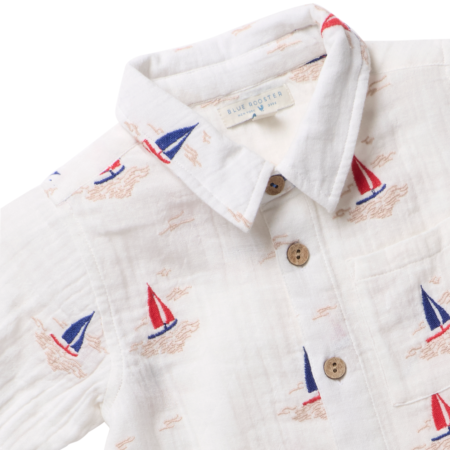 Boys Jack Shirt - Sailboat Embroidery
