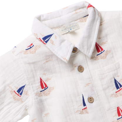 Boys Jack Shirt - Sailboat Embroidery