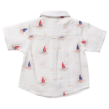 Boys Jack Shirt - Sailboat Embroidery