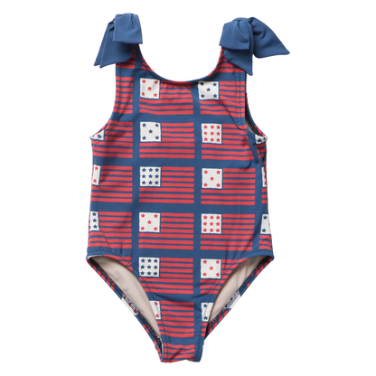 Girls Shelly Suit - Navy Flags