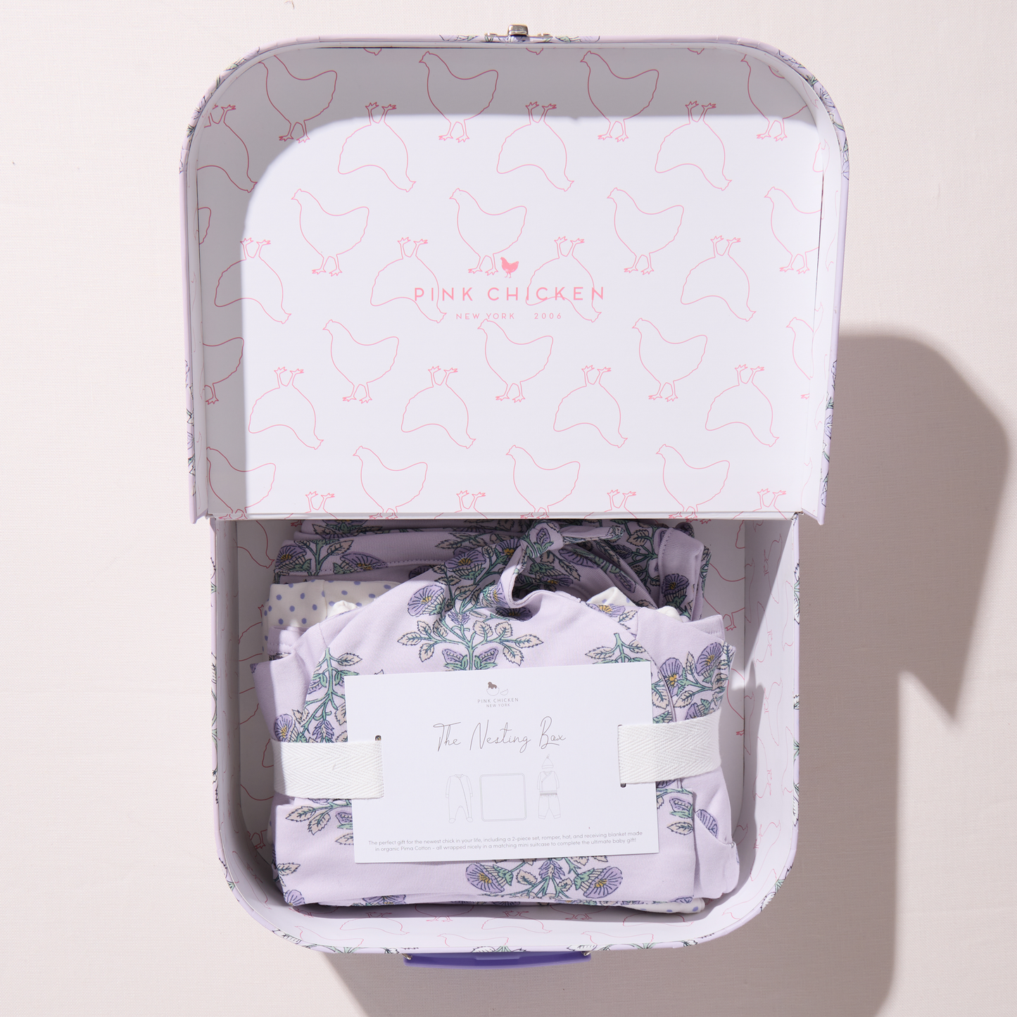 Nesting Box Baby Take Home Set - Lavender Bouquet Floral Blockprint