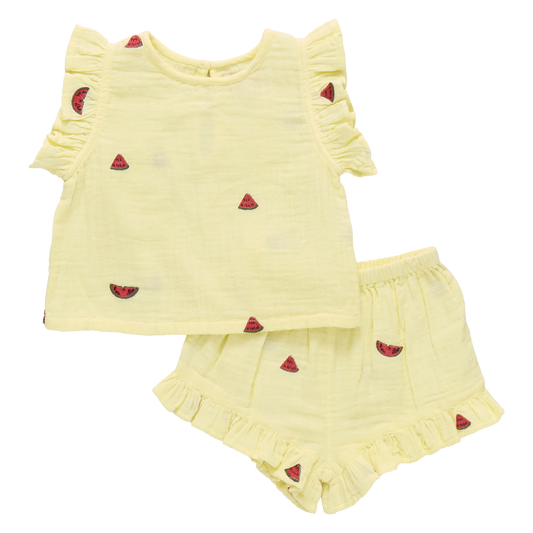 Girls Roey 2-PC Set - Watermelon Embroidery