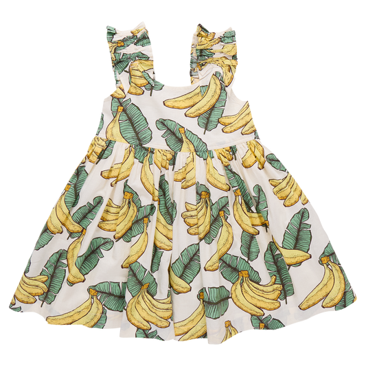 Girls Via Dress - Banana Leaves