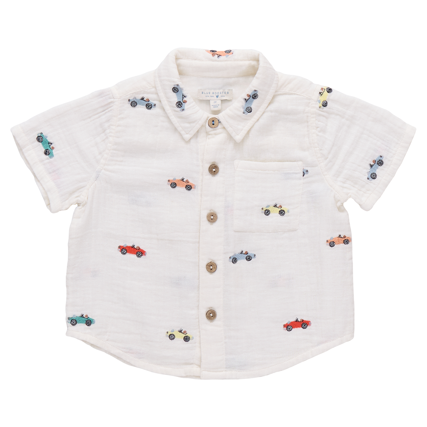 Multi Boys Jack Shirt - Vintage Car Embroidery
