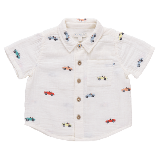 Multi Boys Jack Shirt - Vintage Car Embroidery