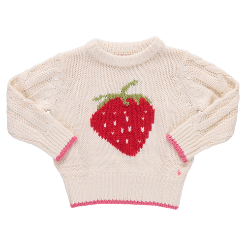 Girls Haven Sweater - Cream Strawberry