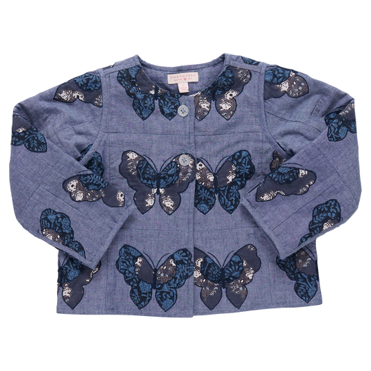 Girls Reversible Quilted Jacket - Quilted Butterfly