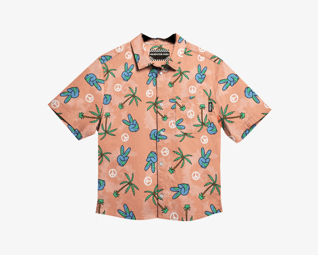 World Peace Button Up Shirt - Peach