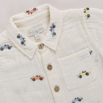 Multi Boys Jack Shirt - Vintage Car Embroidery