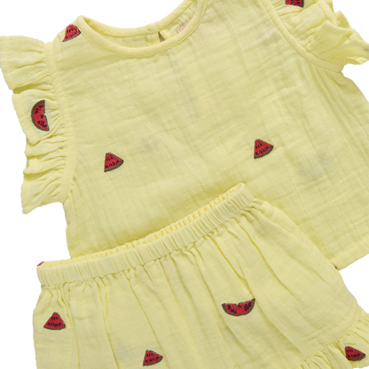 Girls Roey 2-PC Set - Watermelon Embroidery