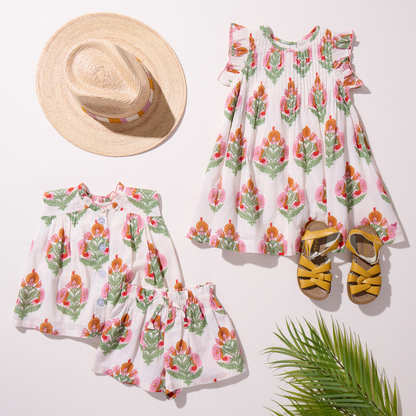 Girls Jaipur Dress - Pink Bellflower