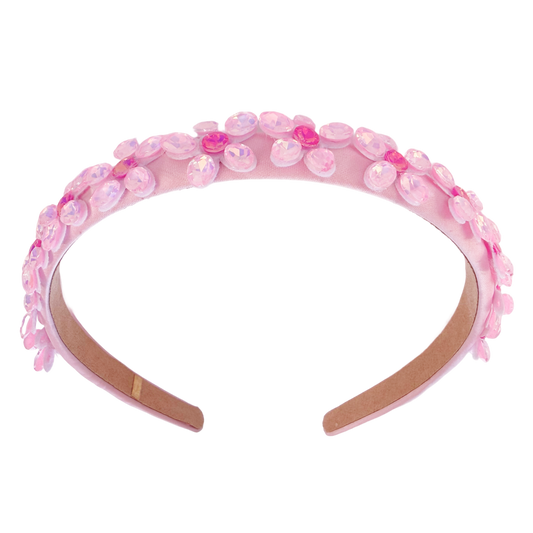Crystal Flower Headband - Light Pink