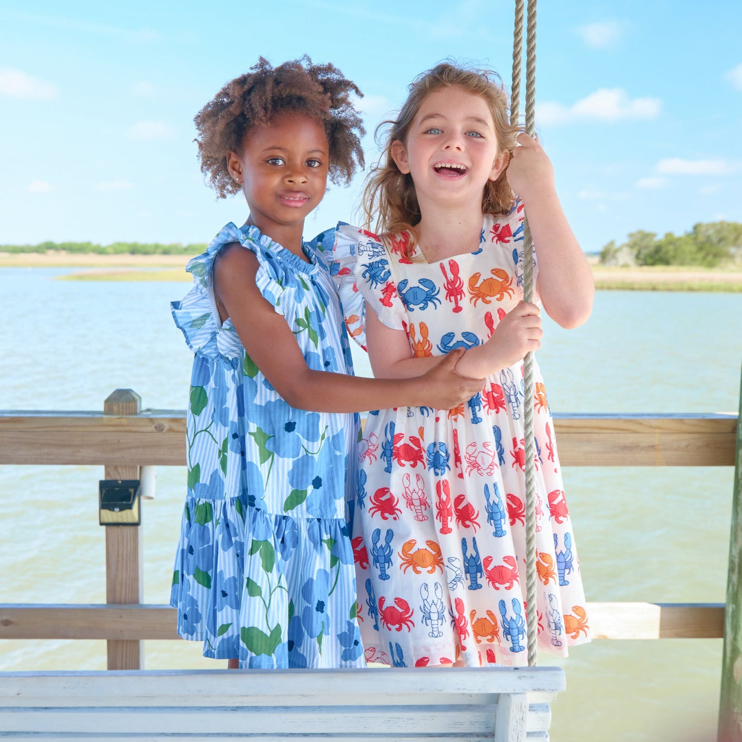 Girls Elsie Dress - Lobsters and Crabs