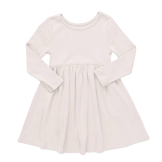 Sunny Long Sleeve Rib Dress - Cream