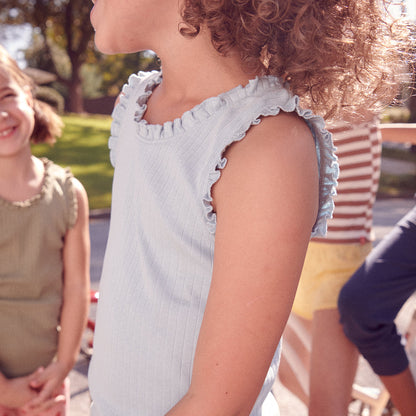 Joy Ruffle Rib Tank - Light Blue
